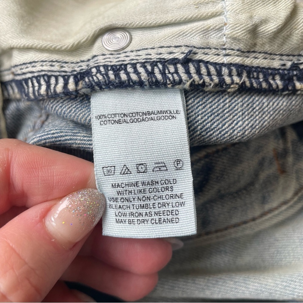 Free People Rock Denim Uptown Camp Blue Mid Rise Cut Off Jean Shorts EUC Size 27 - Picture 7 of 8